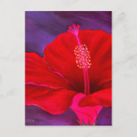 Peinture Tropicale Hibiscus Rouge - Multi
