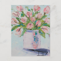 Peinture Tulipes Roses, Art Tulipe, Fleurs Texturé