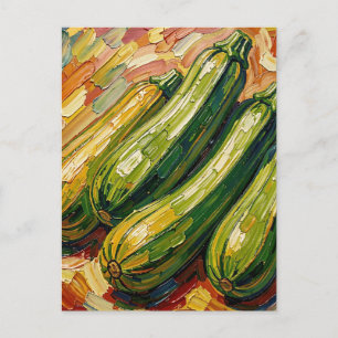 Carte Postale Peinture vibrante de courgettes à l'impasto