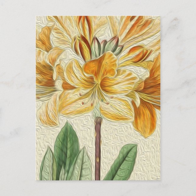 Carte Postale Peinture vintage à l'huile de fleur Jaune (Devant)