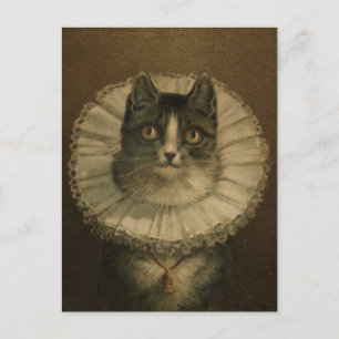 Carte Postale Peinture Vintage de chat du XIXe siècle