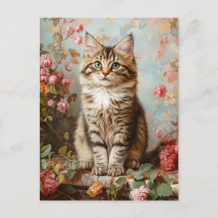 Carte Postale Peinture vintage Maine Coon Kitten