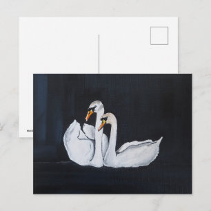 Carte Postale Peintures de cygnes la nuit par Alfred Fox