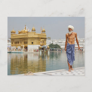 Carte Postale pèlerin sikh au Temple d'or Amritsar Inde