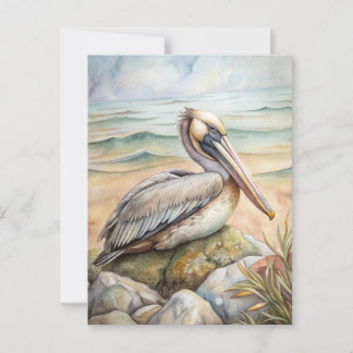 Carte Postale Pélican sur la plage