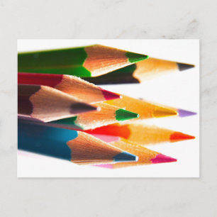 CARTE POSTALE PENCIL CRAYONS PENCILS COLORIS BRIGHT SCHOOL