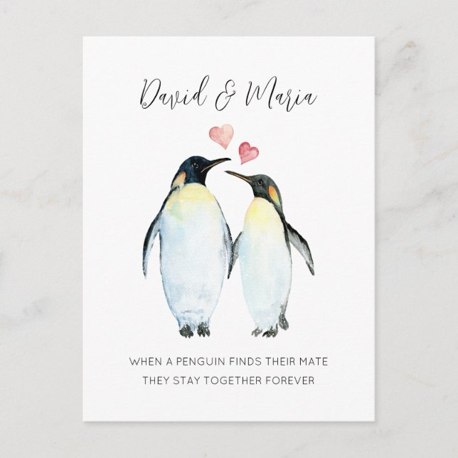 Carte Postale Penguin Couple Vous Aime Pour Un Anniversaire (Devant)