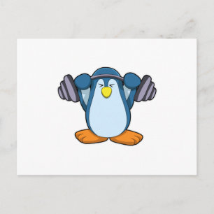 Carte Postale Penguin de Bodybuilding avec cloches