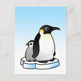 Carte Postale Penguin empereur avec poussin