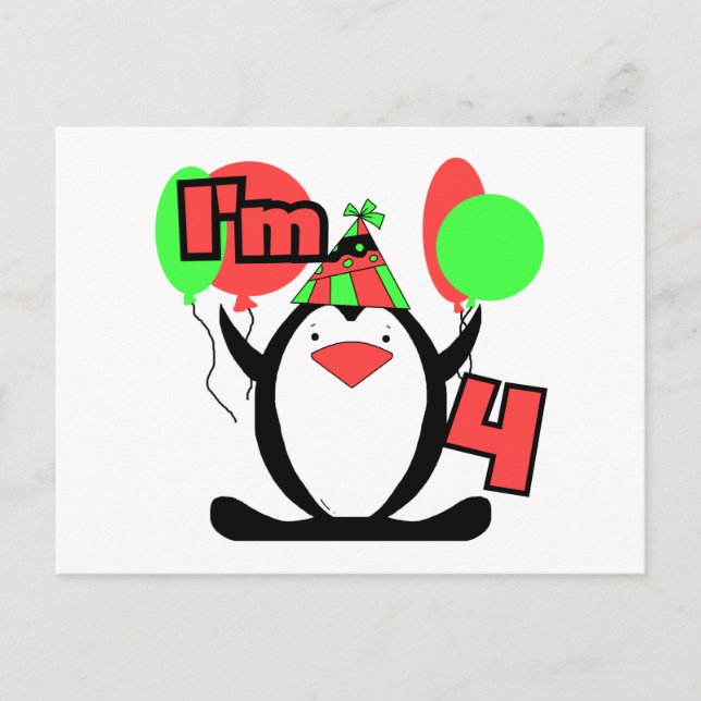 Carte Postale Penguin I'm 4 Tshirts et cadeaux (Devant)
