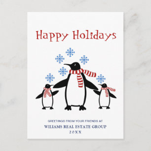 Carte Postale Penguins Red Scarf Noël Accueil d'entreprise