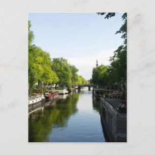 Carte Postale Péniches sur le canal Prinsengracht à Amsterdam