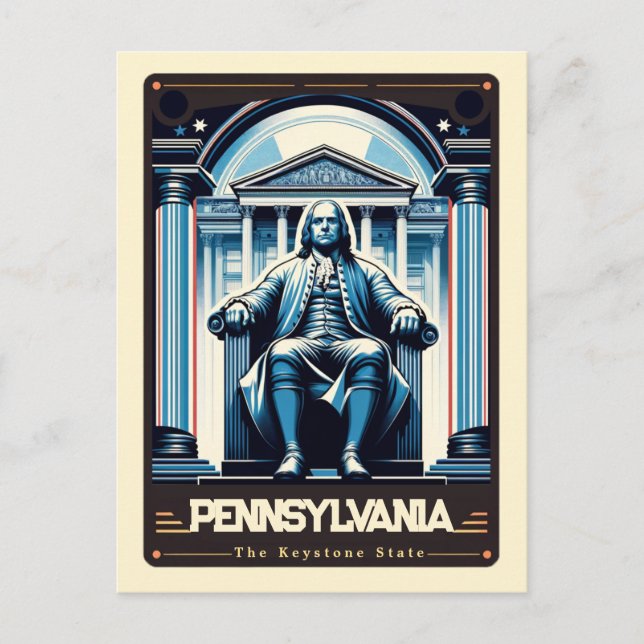 Carte Postale Pennsylvania | Esprit patriotique Vintage (Devant)