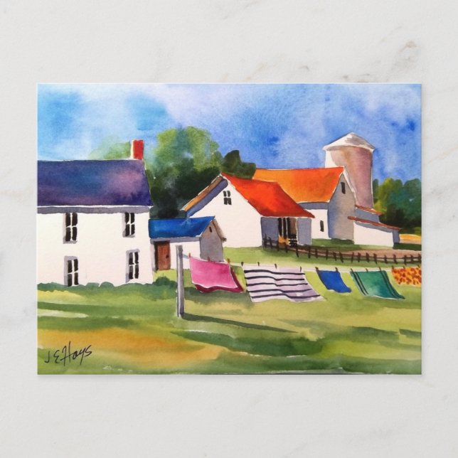 Carte postale Pennsylvania Farm & Washline (Devant)