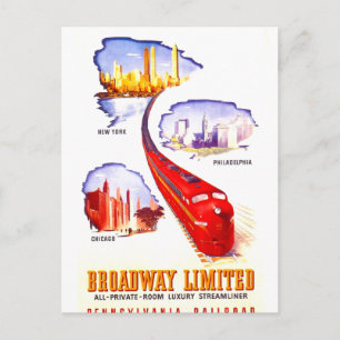 Carte Postale Pennsylvania Railroad Broadway Limited Streamliner
