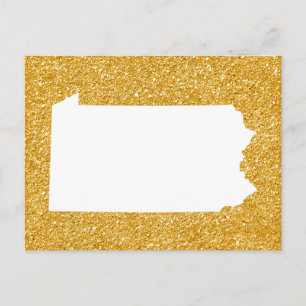 Carte Postale Pennsylvanie en Parties scintillant blanche et or