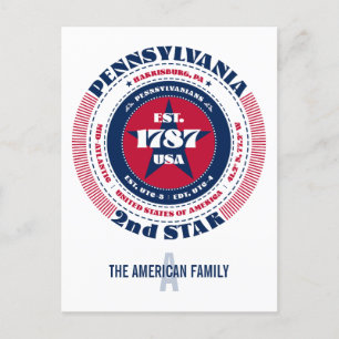 Carte Postale Pennsylvanie, Harrisburg PA, Monogramme patriotiqu