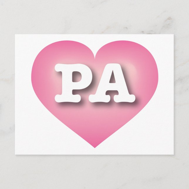 Carte Postale Pennsylvanie Pink Fade Heart - I love PA (Devant)