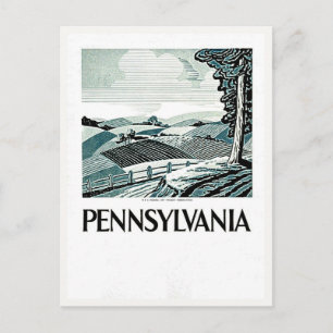 Carte Postale Pennsylvanie - Poster WPA Vintage - ferme et terra