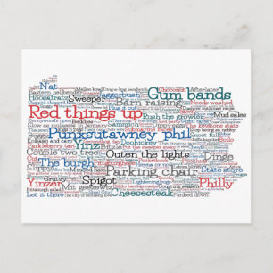 Carte Postale Pennsylvanie USA Slang Word Art Map