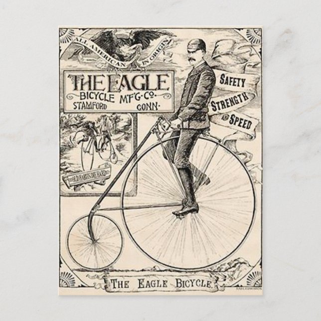 Carte Postale Pennyfarthing Old' Timey Victorian Bicyclette Ad (Devant)