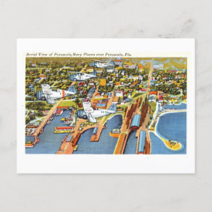 Carte postale Pensacola vintage avec plans Navy