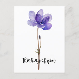Carte Postale "Pensant à toi" avec Fleur Violette