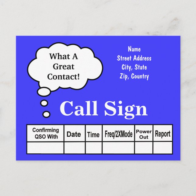 Carte Postale Pensée Bubble Ham Radio QSL Card Customisez-Le! (Devant)