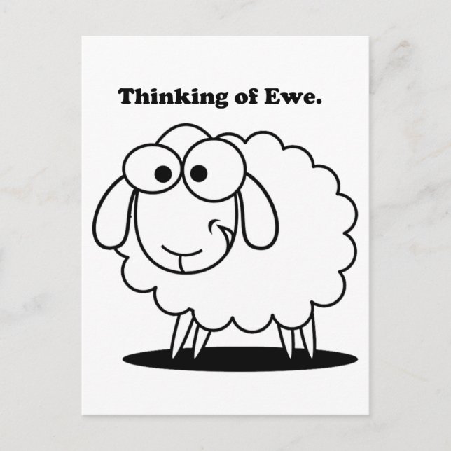 Carte Postale Penser à l'agneau d'Ewe Mouton mignon dessin (Devant)