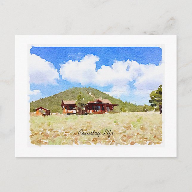 Carte Postale Penser À Votre Pays Vie Cabine Aquarelle (Devant)