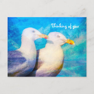 Carte Postale Penser à vous deux mouettes Ciel bleu