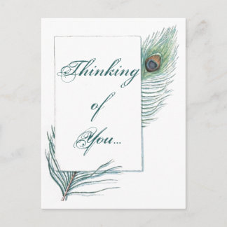 Carte Postale Penser à vous Peacock Feather Inspirational
