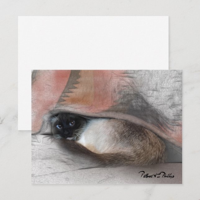 Carte Postale Pensez À Vous Adorable Couverture Siamese Kitten (Devant / Derrière)