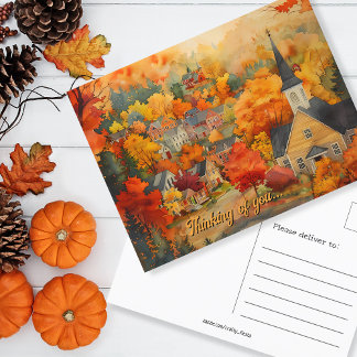 Carte Postale Pensez à vous coutume Automne Anglais Ville