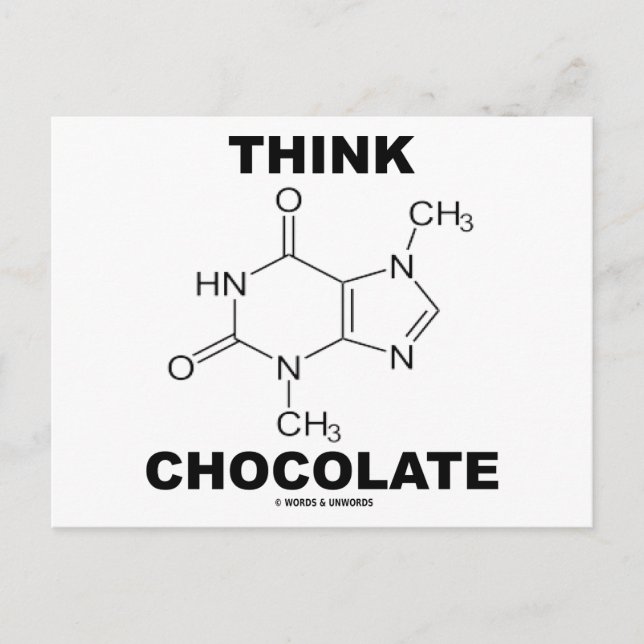Carte Postale Pensez au chocolat (chimie de la molécule de théob (Devant)
