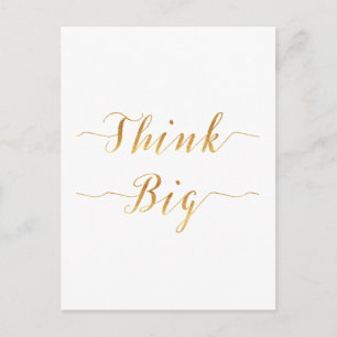 Carte Postale Pensez Gros Devis Gold Faux Foil Devis Blanc