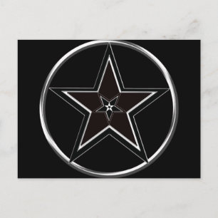 Carte Postale Pentacle noir et argent avec pentagramme inversé