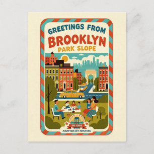 Carte Postale Pente de Park Brooklyn NY Voyage Rétro 1950