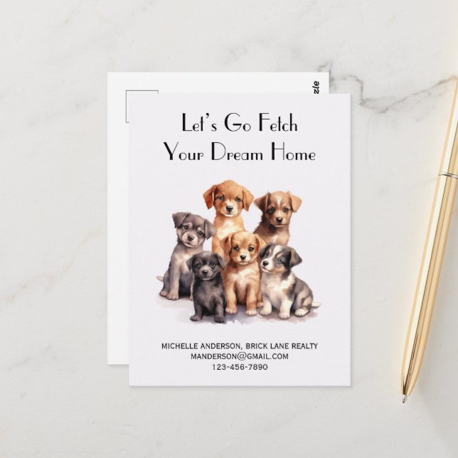 Carte Postale Pépinière de promotion immobilière pour chiots  (Devant/Arrière en situation)