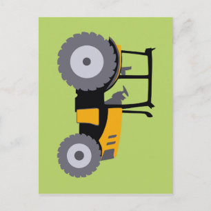 Carte Postale Pépinière tracteur jaune illustration camion à ben