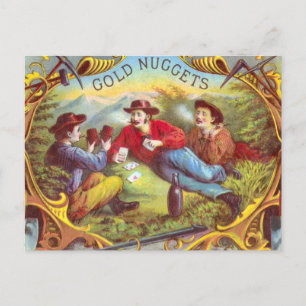 Carte Postale Pépites d'Or : Étiquettes Anciennes de Cigares Art