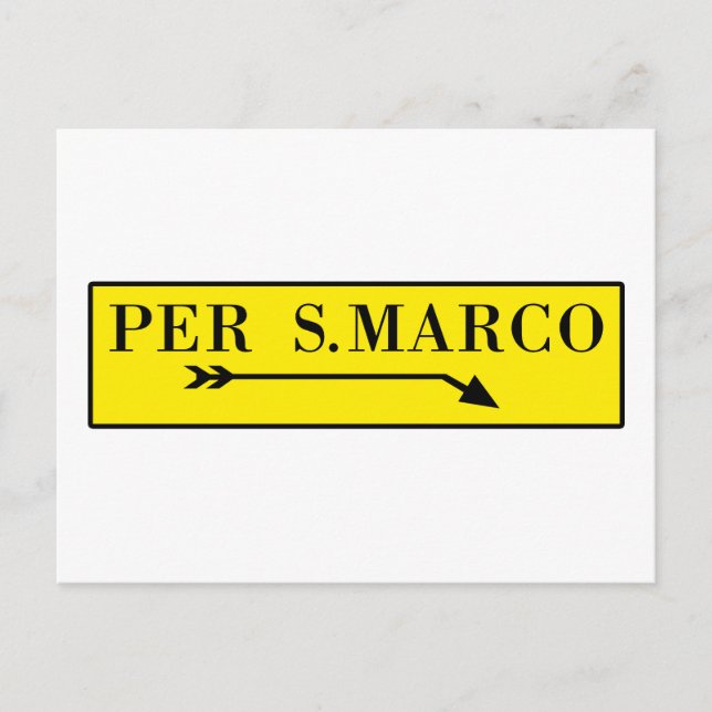Carte Postale Per San Marco, Venise, Panneau de rue italien (Devant)