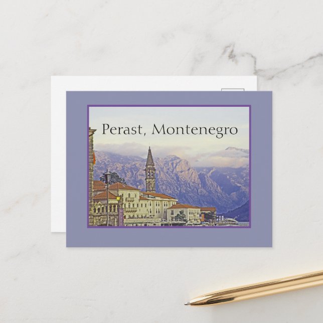 CARTE POSTALE PERAST, MONTÉNÉGRO (Devant/Arrière en situation)