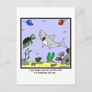 Carte Postale Perdu : Caricature de requin
