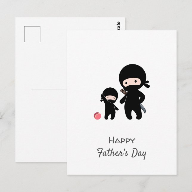 Carte postale père et enfant Ninja (Devant / Derrière)