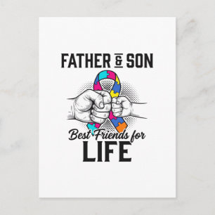 Carte Postale Père et Fils Meilleurs Amis pour la Vie Puzzle Rub