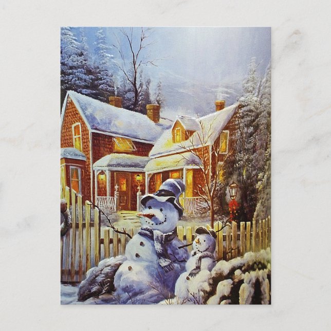 Carte Postale Père et son Snowman (Devant)