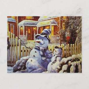 Carte Postale Père et son Snowman