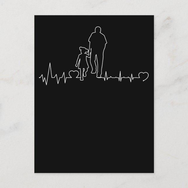 Carte Postale Père Fille Battement de coeur Papa Lien Enfant (Devant)