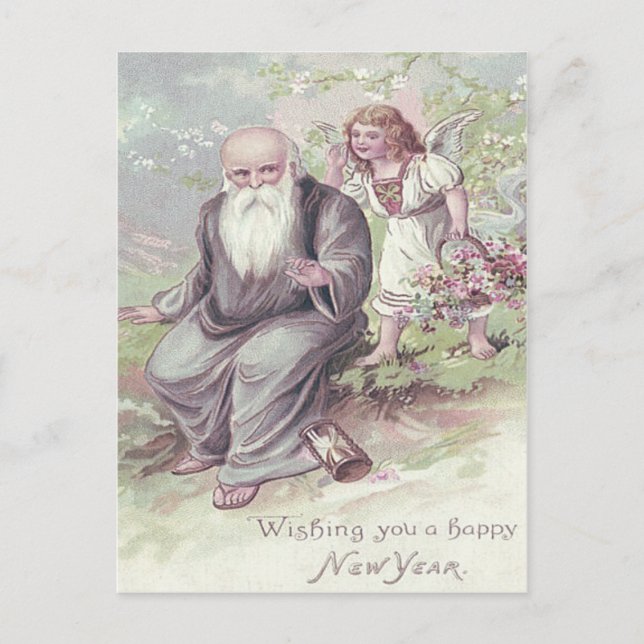 Carte Postale Père Heure Cherub Angel Panier Hourglass (Devant)